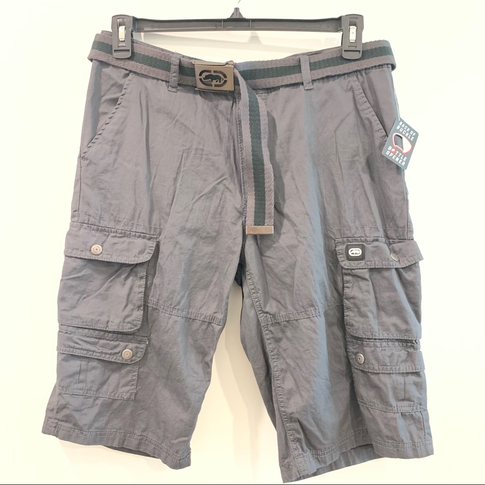 NWT Mens Ecko Cargo Grey Shorts W- 32